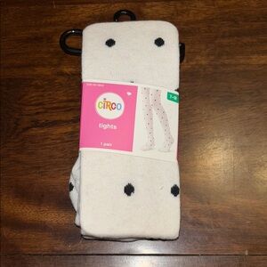 Circo girl heavy tights Size 7/10 New white black pokadot with white sparkles
